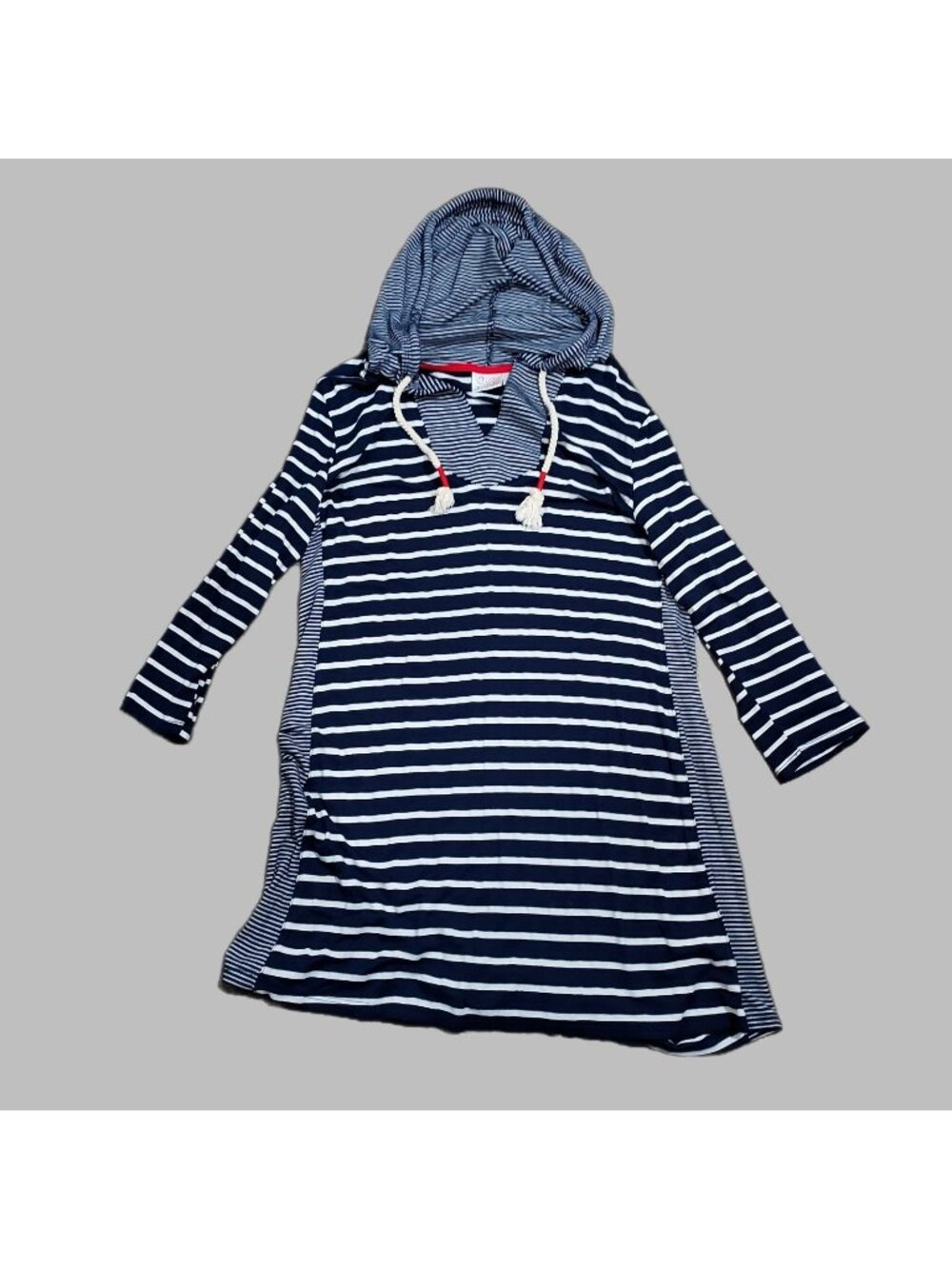 Swimming Sailing Beach Break Nautical Navy White Cabana Cover Up Hooded